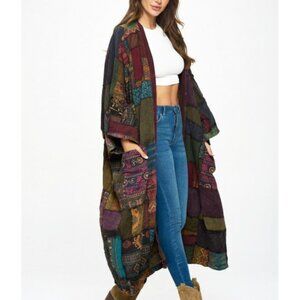 Kathmandu Muli-Color Patchwork Long Jacket